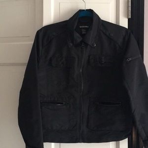 Quickreflex black short waisted rain jacket.